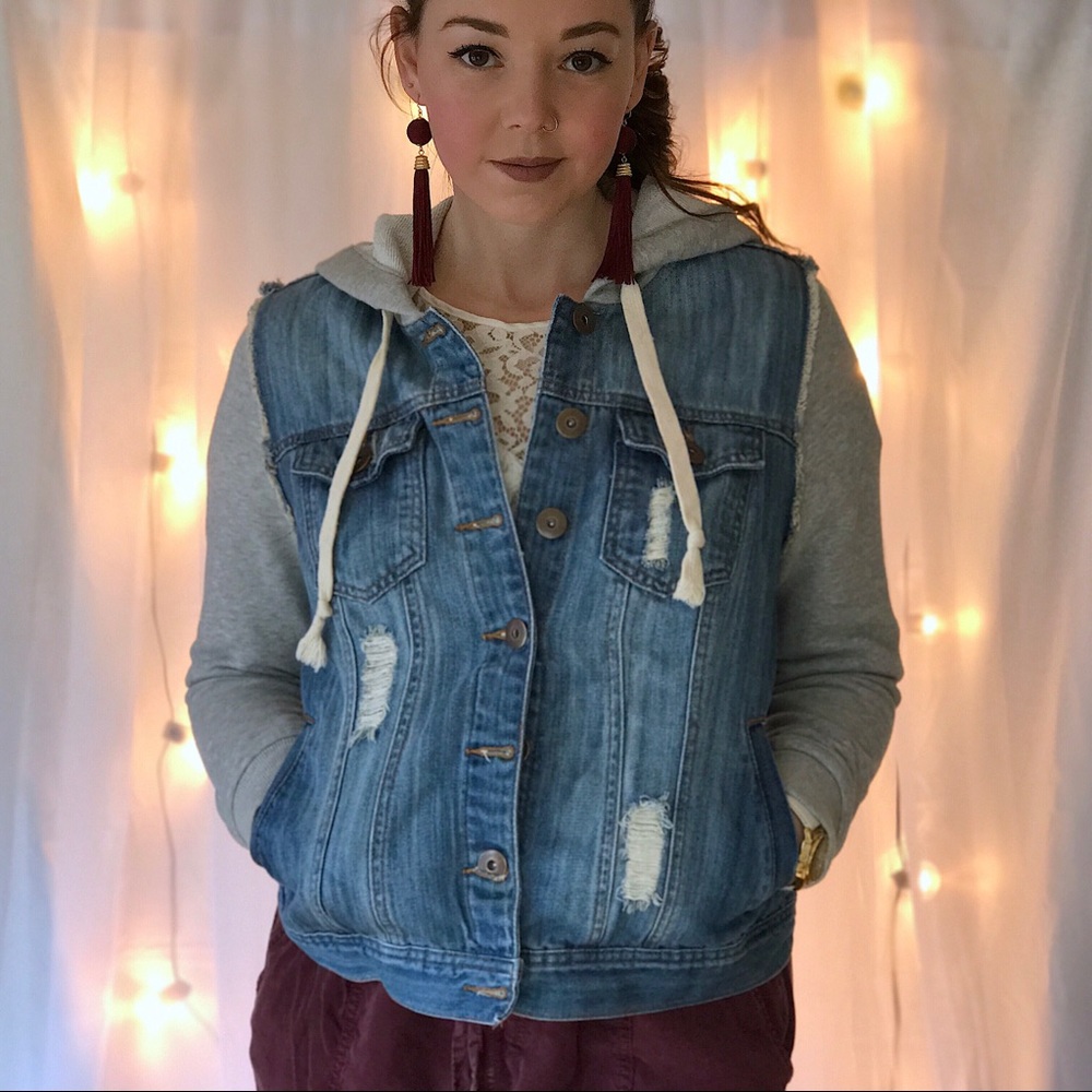 Forever 21 Jean and Sweatshirt Hooded Jacket